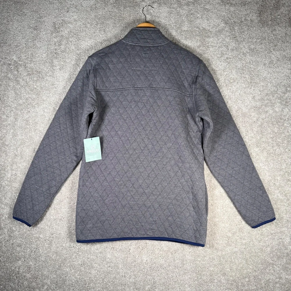 NWT Magellan Outdoors Men's Small Quilted Snap Pullover Gray Blue Classic Fit